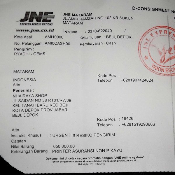 Detail Contoh Resi Jne Palsu Nomer 14