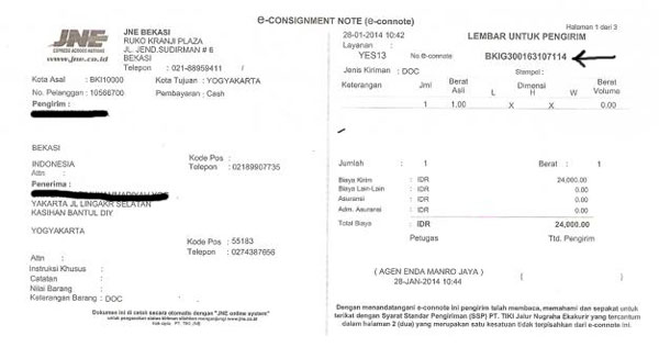 Detail Contoh Resi Jne Palsu Nomer 7