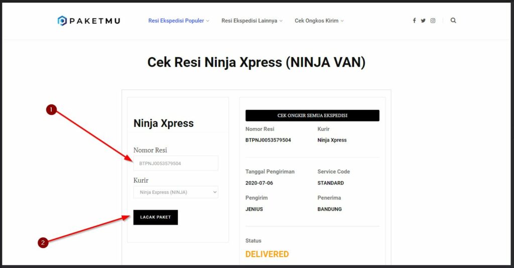 Detail Contoh Resi Ninja Xpress Nomer 46