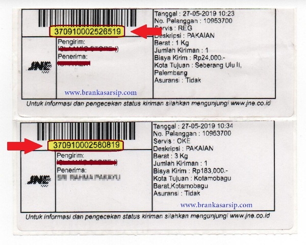 Detail Contoh Resi Pengiriman Nomer 2