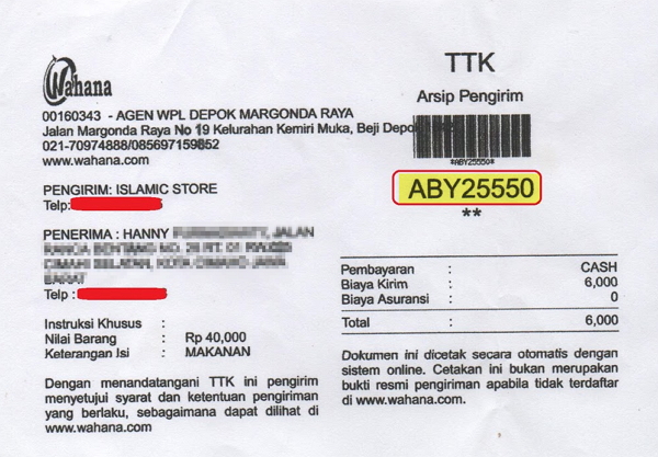 Detail Contoh Resi Pengiriman Nomer 8