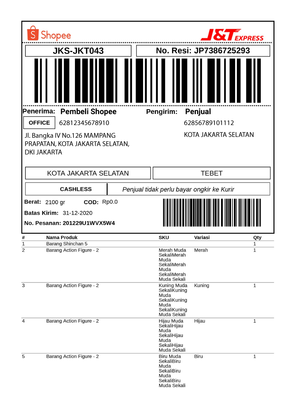 Contoh Resi Pengiriman Barang Contoh Resi Pengiriman Barang
