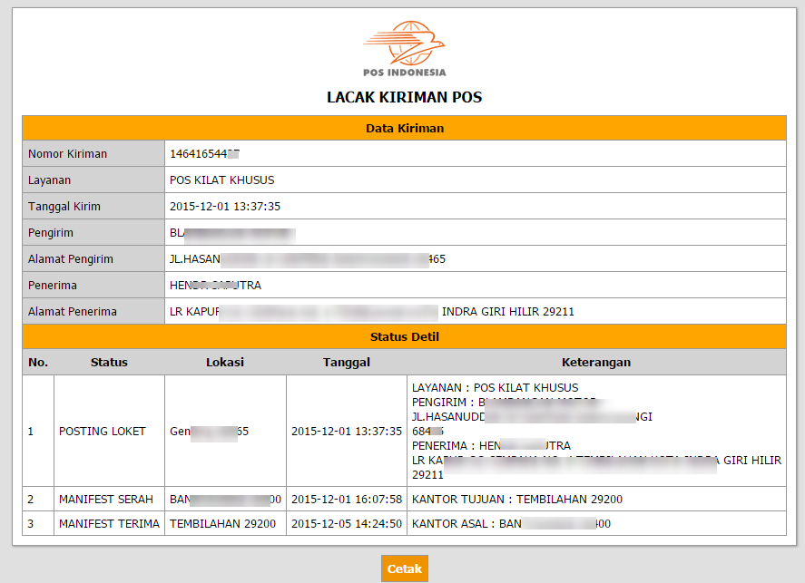 Detail Contoh Resi Pos Nomer 13
