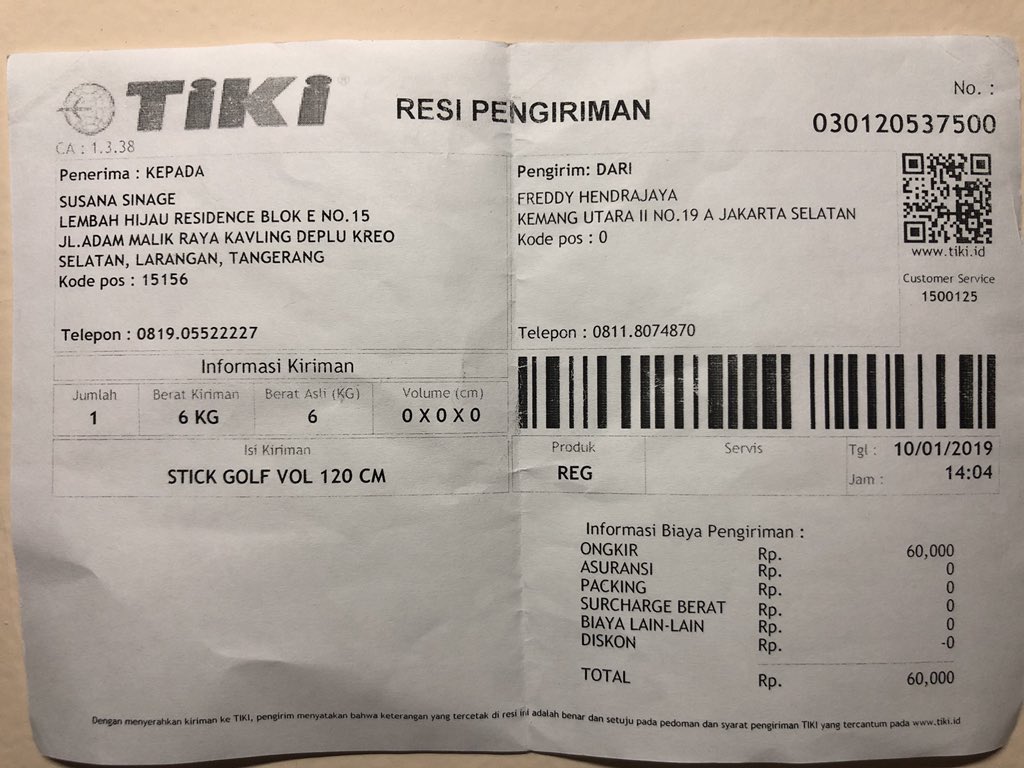 Detail Contoh Resi Tiki Nomer 12