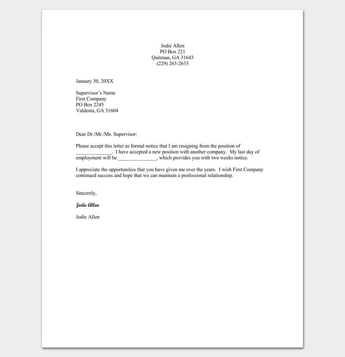 Detail Contoh Resign Letter Nomer 12
