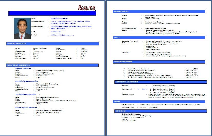 Detail Contoh Resume Pekerjaan Nomer 5