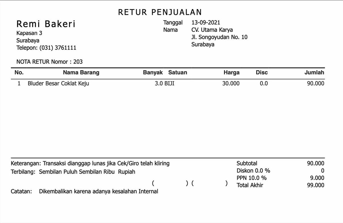 Detail Contoh Retur Penjualan Nomer 14