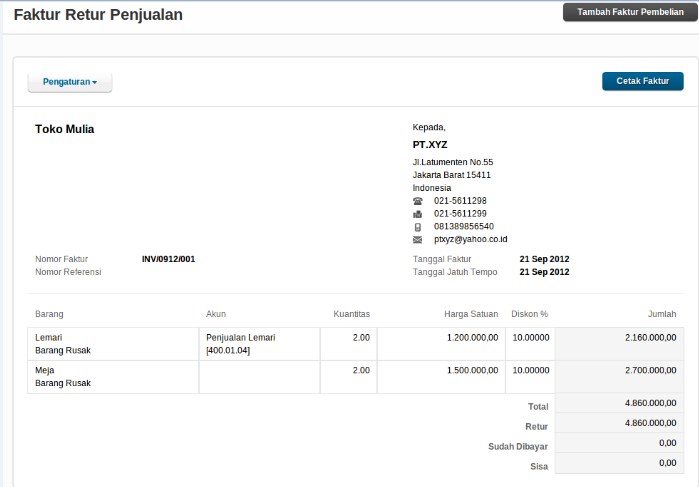 Detail Contoh Retur Penjualan Nomer 4