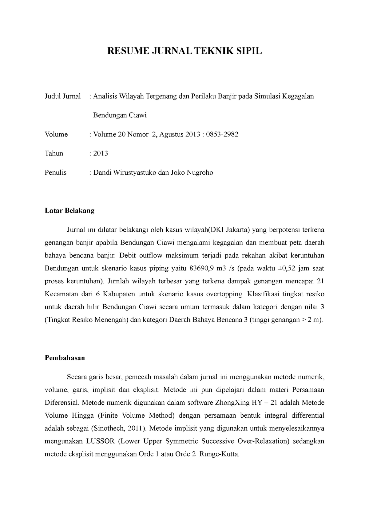 Detail Contoh Ringkasan Jurnal Nomer 20