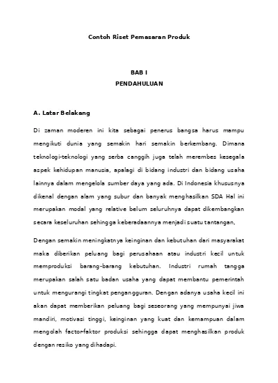 Detail Contoh Riset Pemasaran Nomer 2