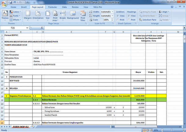 Detail Contoh Rkas Paud Nomer 13