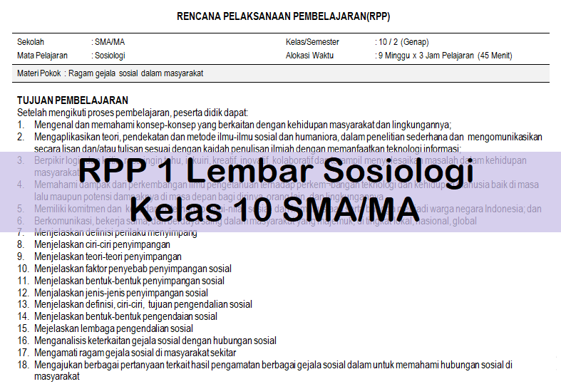 Detail Contoh Rpp 1 Lembar Sma Nomer 20