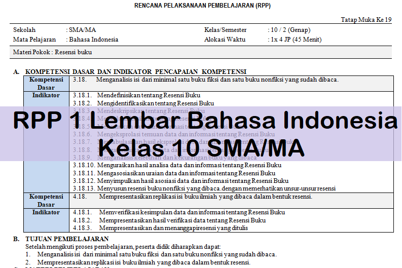 Detail Contoh Rpp 1 Lembar Sma Nomer 22