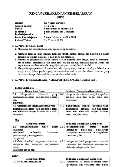 Detail Contoh Rpp K 13 Nomer 5