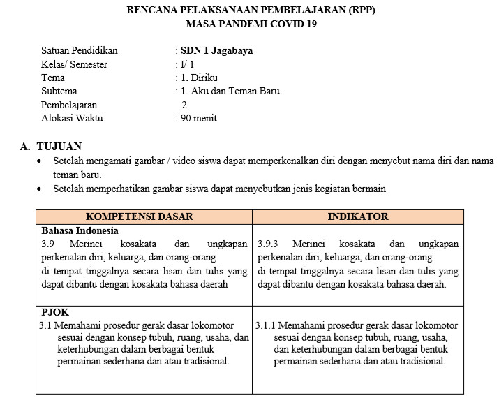 Detail Contoh Rpp Kelas 1 Nomer 26