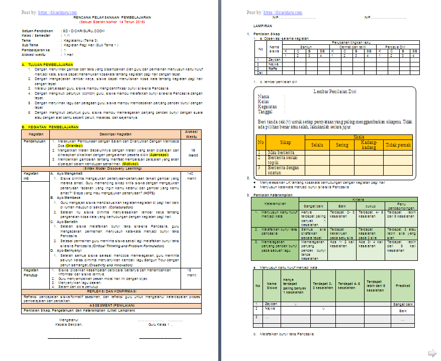 Detail Contoh Rpp Kelas 1 Nomer 37