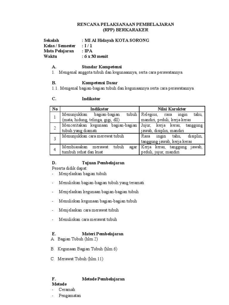 Detail Contoh Rpp Kelas 1 Nomer 8