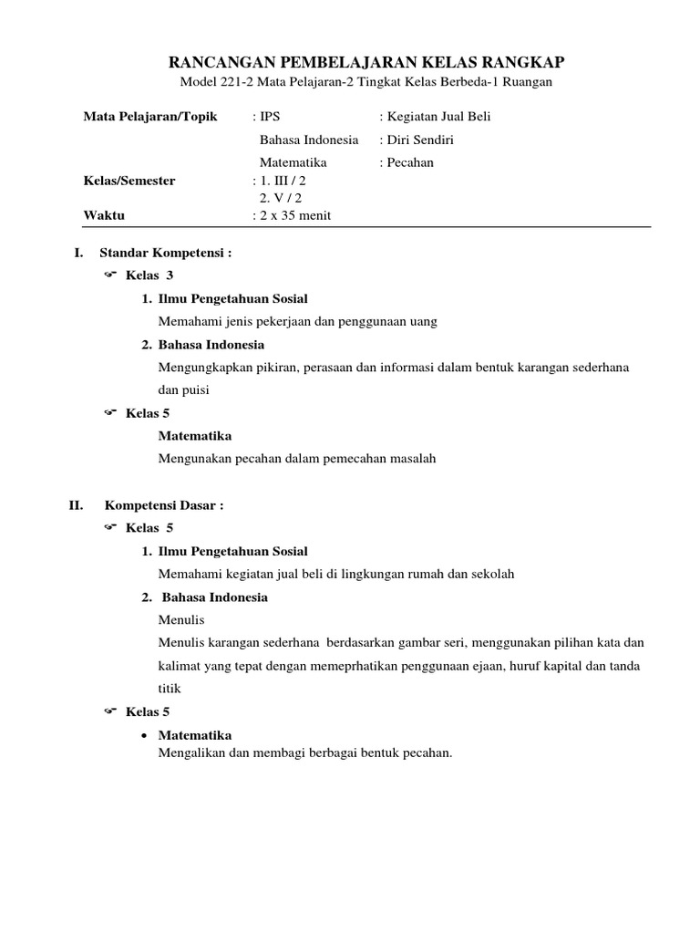 Detail Contoh Rpp Kelas Rangkap Model 221 Nomer 26