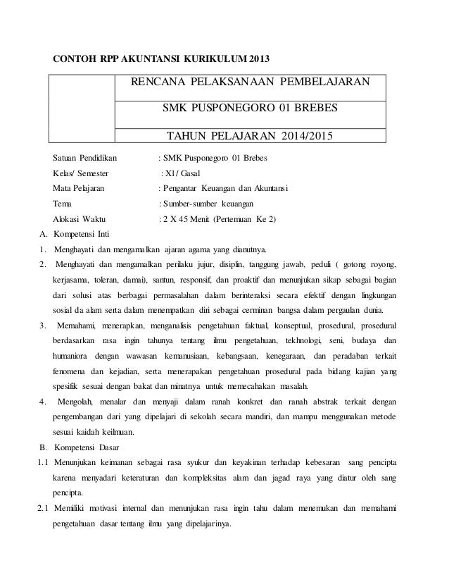 Detail Contoh Rpp Kurikulum 2013 Nomer 31