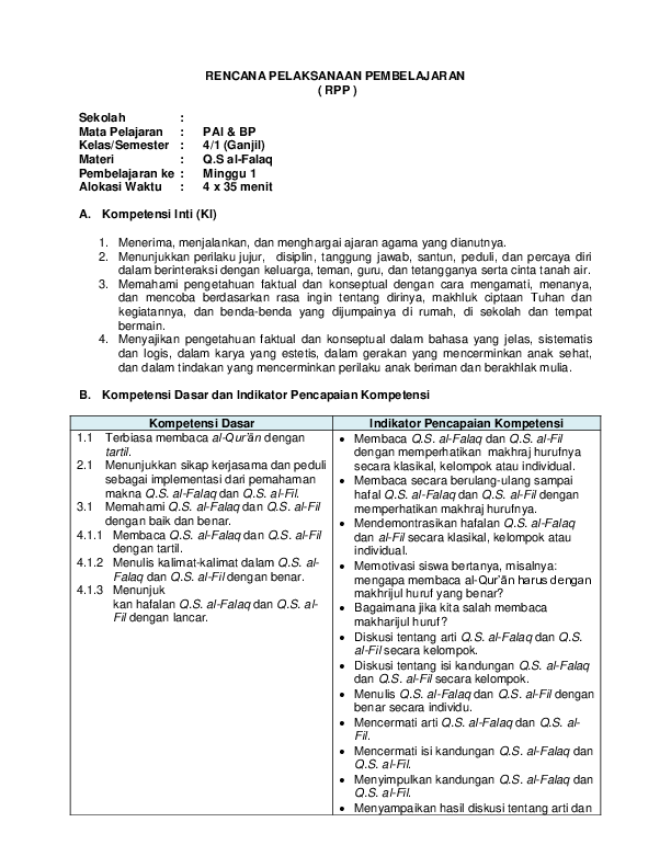 Detail Contoh Rpp Pai Sd Nomer 11