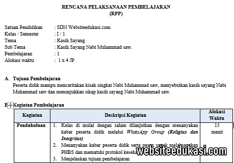 Detail Contoh Rpp Pai Sd Nomer 17