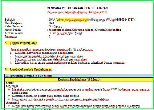 Detail Contoh Rpp Pai Smp 1 Lembar Nomer 26