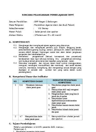 Detail Contoh Rpp Pai Smp 1 Lembar Nomer 28