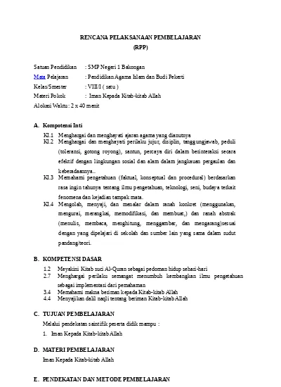 Detail Contoh Rpp Pai Smp 1 Lembar Nomer 39
