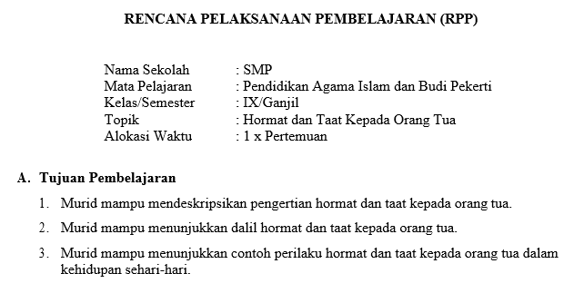 Detail Contoh Rpp Pai Smp 1 Lembar Nomer 47