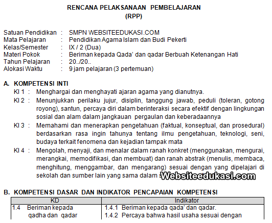 Detail Contoh Rpp Pai Smp 1 Lembar Nomer 50