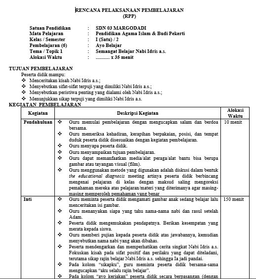 Detail Contoh Rpp Pai Smp 1 Lembar Nomer 7