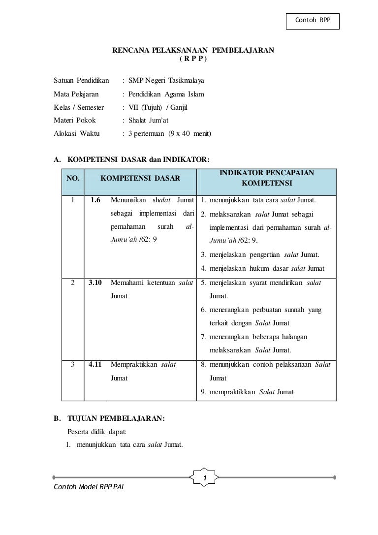 Detail Contoh Rpp Pai Smp Nomer 34