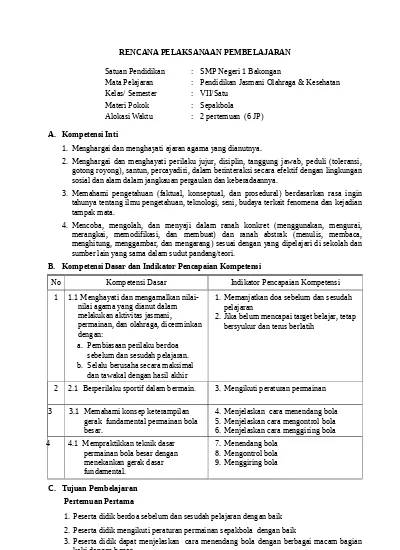 Detail Contoh Rpp Penjas Nomer 28