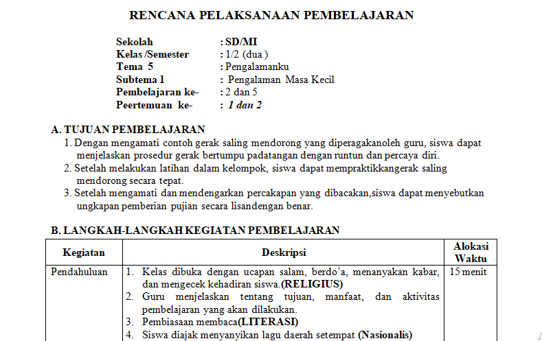 Detail Contoh Rpp Penjas Nomer 4