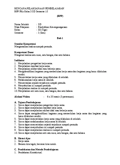 Detail Contoh Rpp Pkn Nomer 3