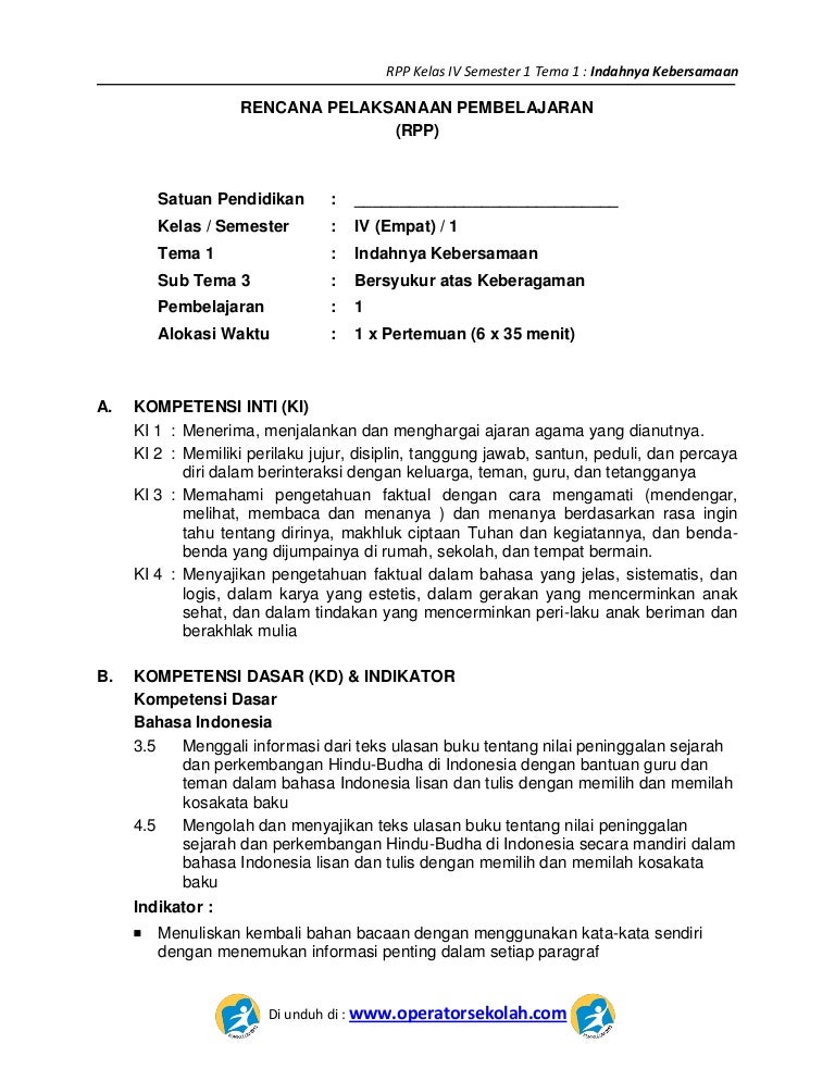 Detail Contoh Rpp Sd Kurikulum 2013 Nomer 31