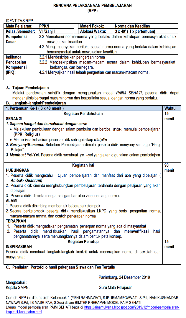 Detail Contoh Rpp Terbaru Nomer 9