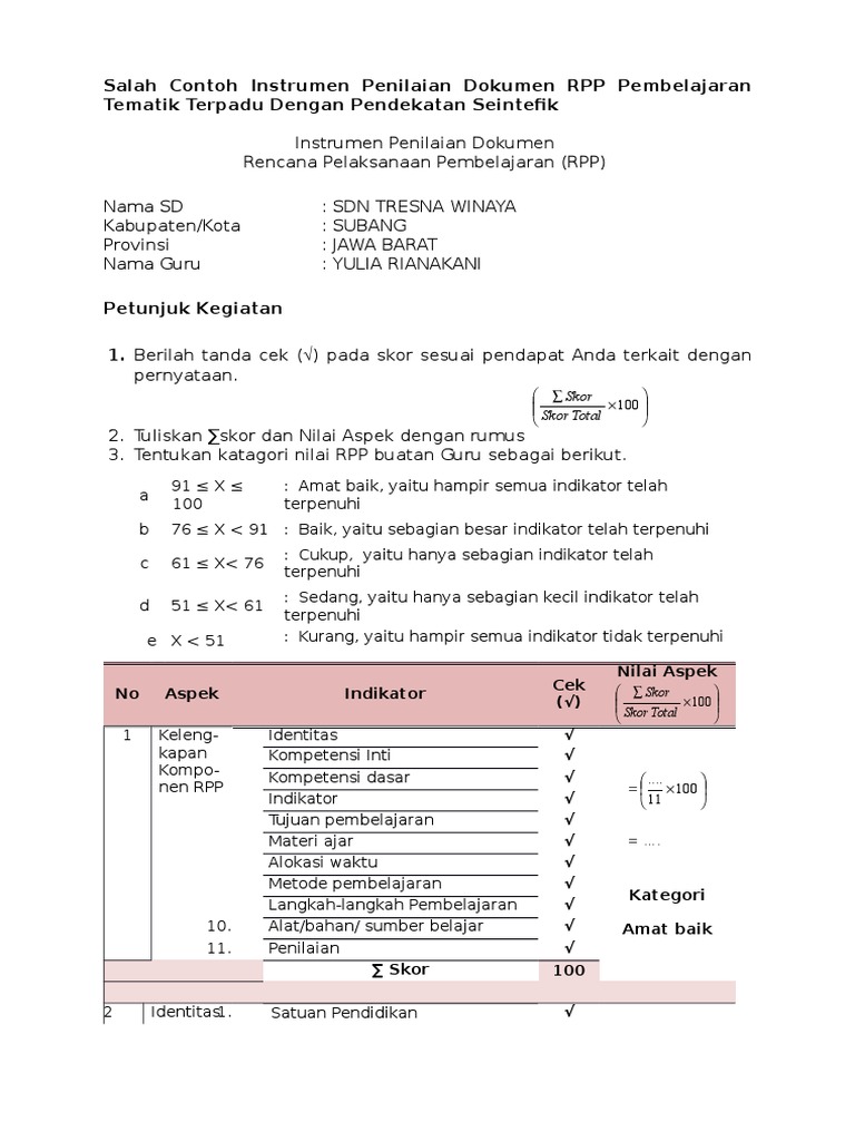 Detail Contoh Rpp Terpadu Nomer 31