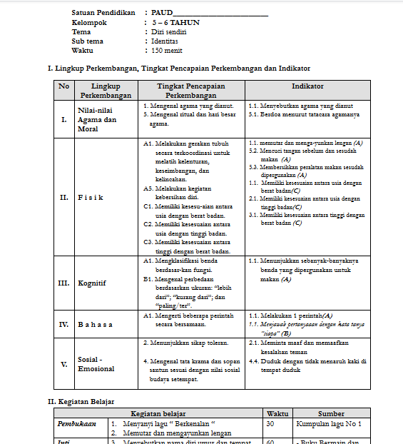 Detail Contoh Rpp Tk Nomer 2