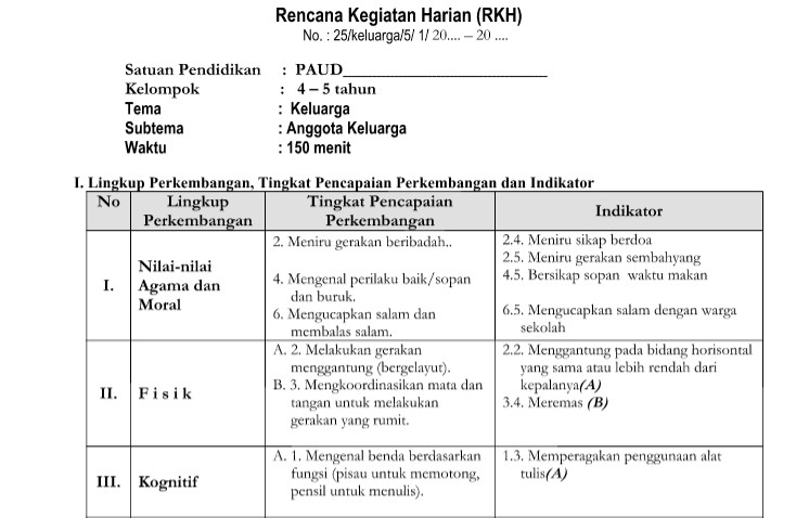 Detail Contoh Rpph Paud Nomer 7