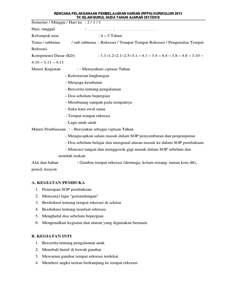 Detail Contoh Rppm Tema Rekreasi Nomer 18