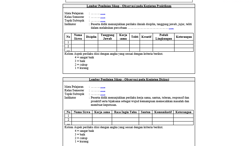 Detail Contoh Rubrik Penilaian Nomer 13