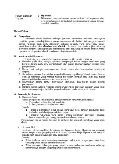 Detail Contoh Rumusan Hipotesis Nomer 53
