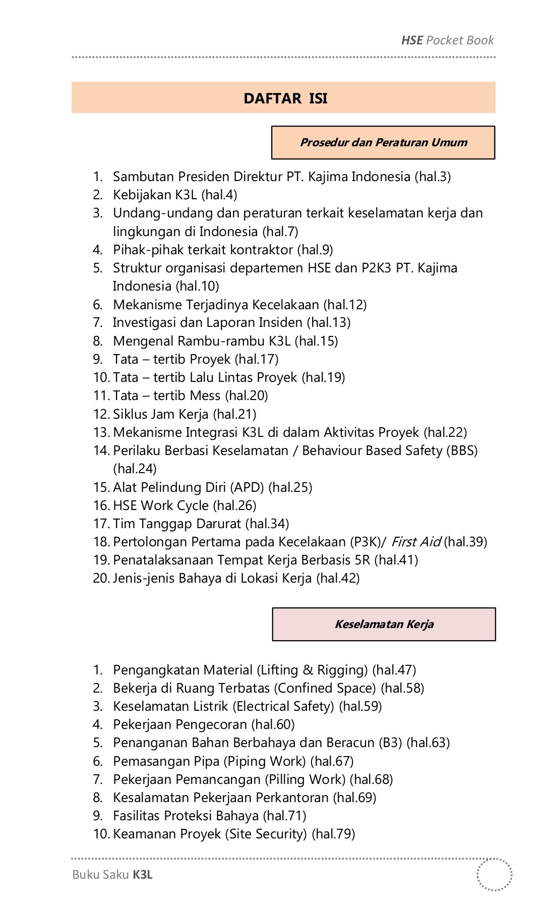 Detail Contoh Safety Talk Harian Nomer 22