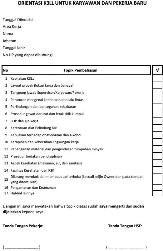 Detail Contoh Safety Talk Harian Nomer 42