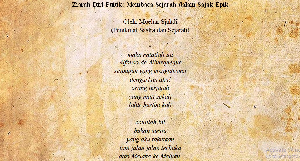 Detail Contoh Sajak Epik Nomer 5