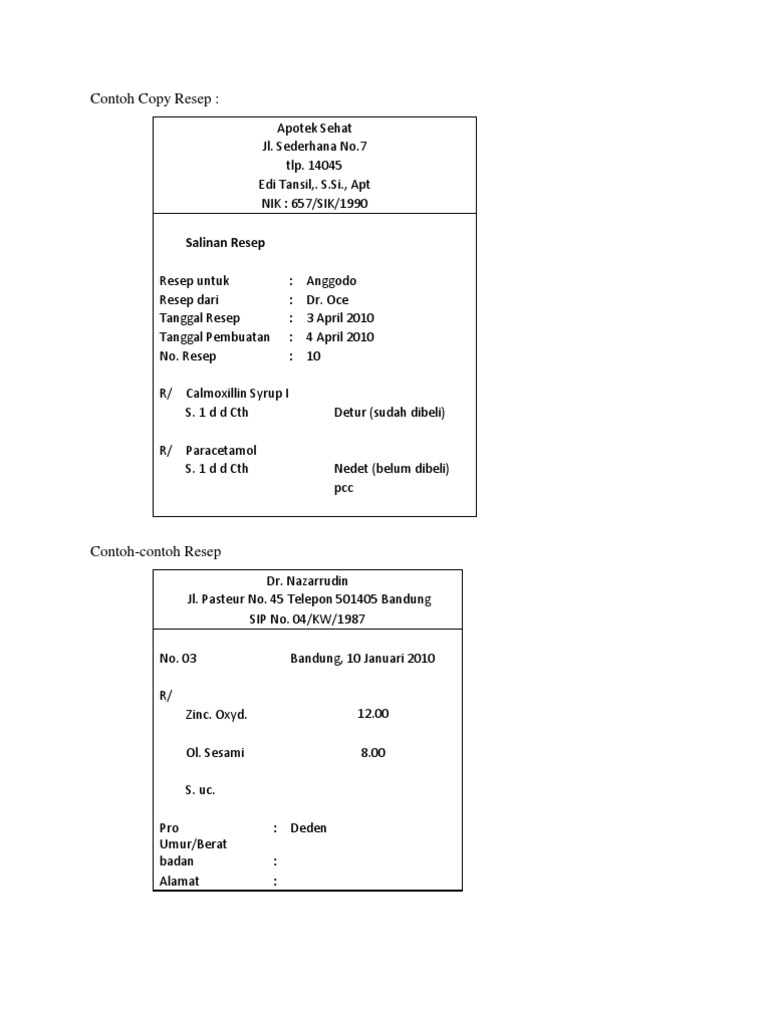 Detail Contoh Salinan Resep Nomer 10