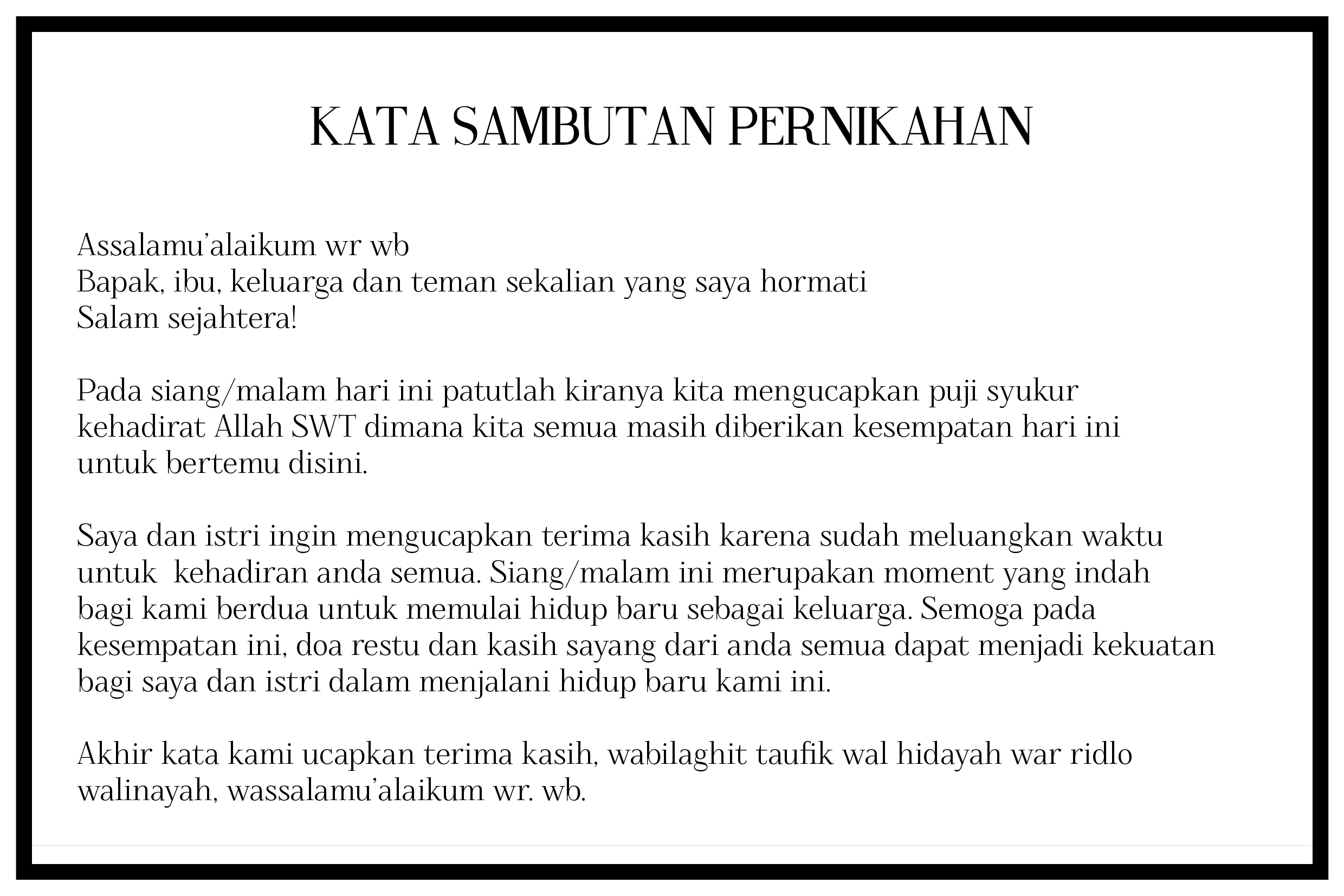 Contoh Sambutan Pernikahan - KibrisPDR