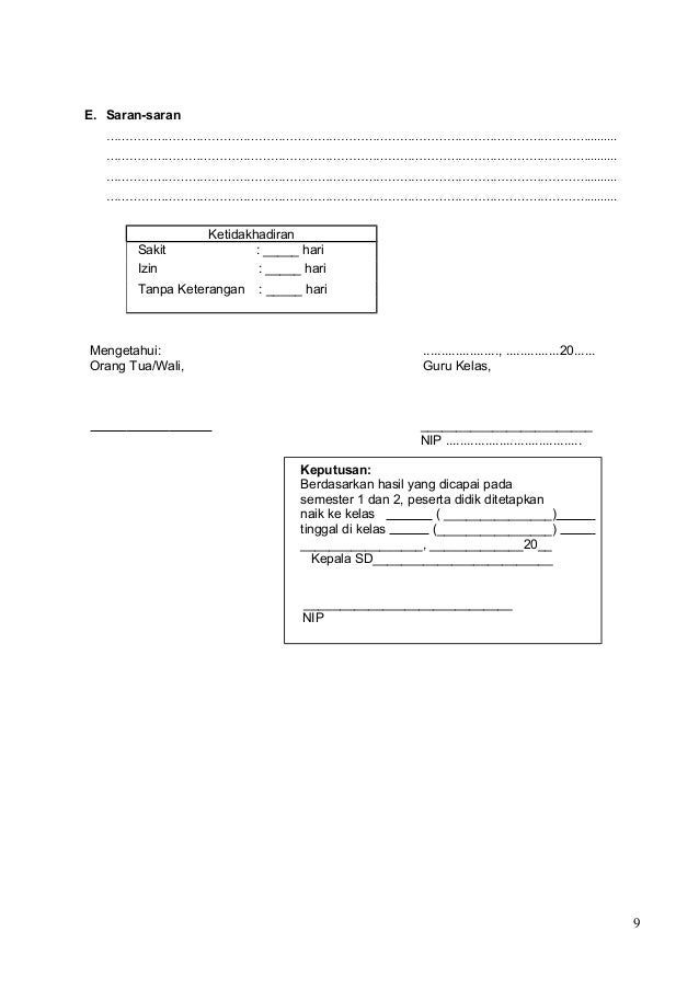 Detail Contoh Saran Dalam Raport Sd Kurikulum 2013 Nomer 19