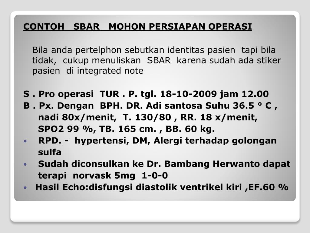 Detail Contoh Sbar Perawat Nomer 21